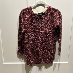 Jcrew Pink and Brown Leopard Print 3/4 Sleeve Top